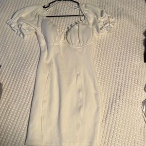White, ribbed, short sleeve dress